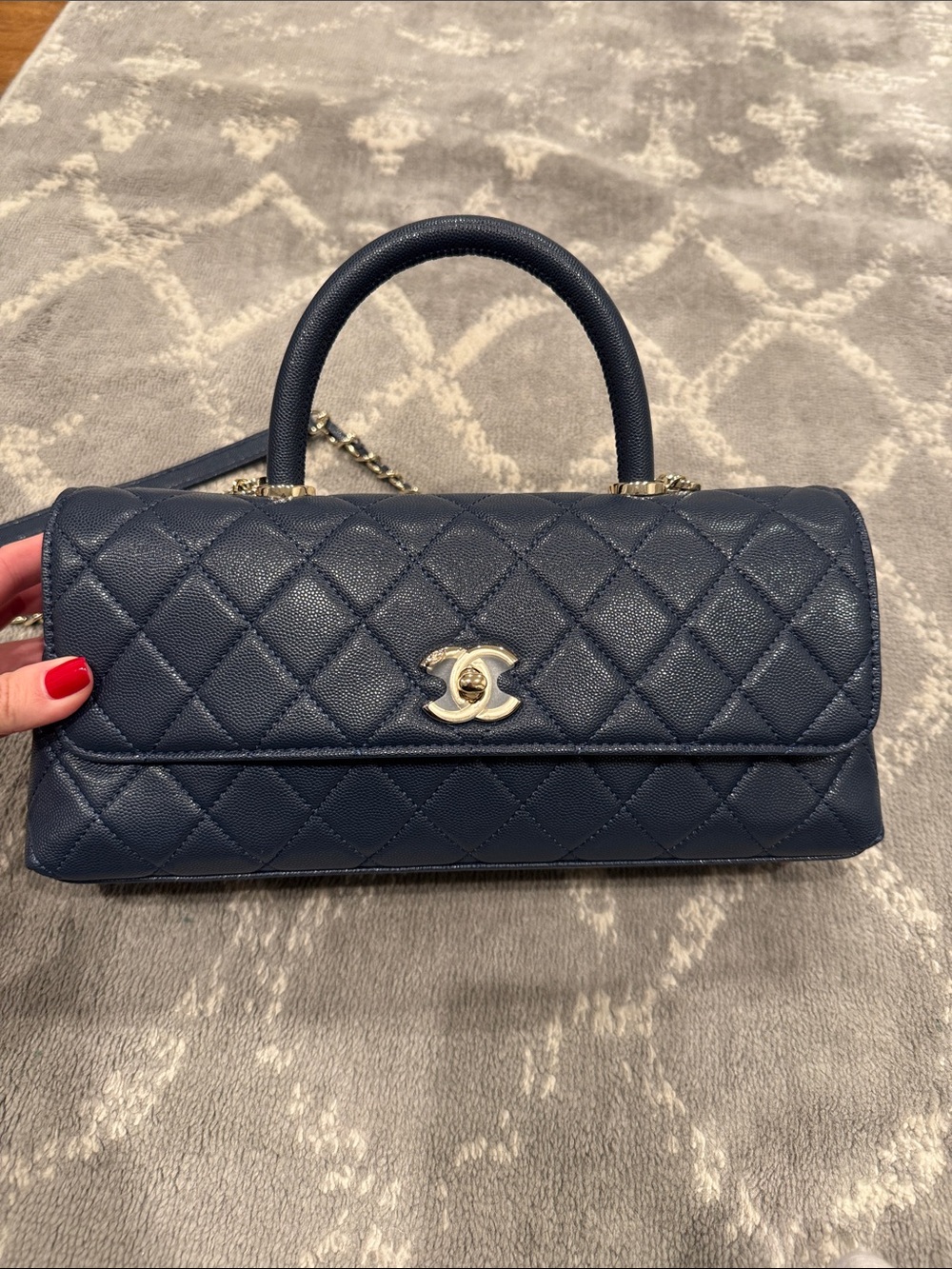 CHANEL style Quilted Top Handle bag